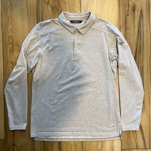Arc’teryx Captive Long Sleeve Polo Shirt Mens Large Gray Hidden Snap Button